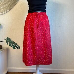 VTG The Limited Red Pattern Literary Girl Light Midi Skirt Womens Sz 12